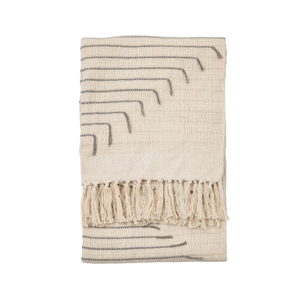 Elijah Grey Stripe Organic Cotton Throw in Natural